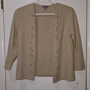 Ann Taylor WOMENS SIZE SMALL CARDIGAN pearl & rhinestone angora dress sweater